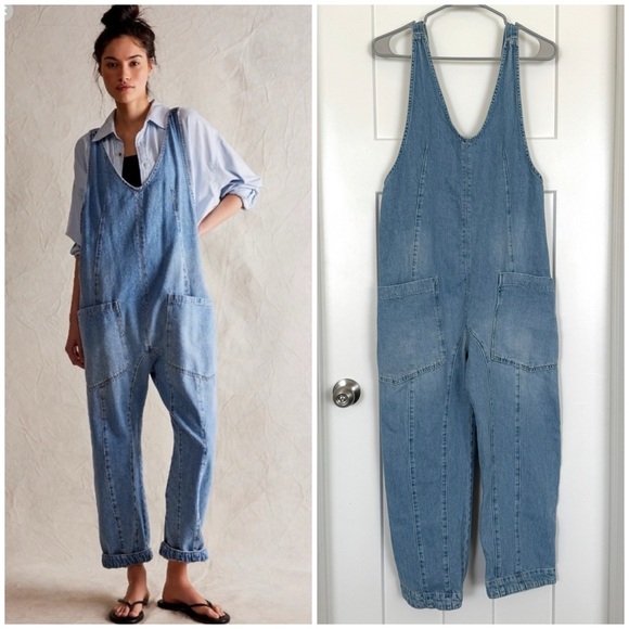 We The Free Denim - Free People We The Free High Roller Denim Jumpsuit Overalls XS